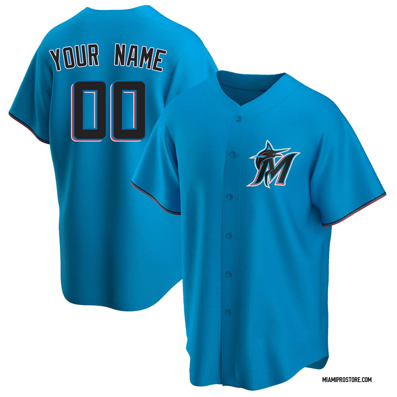 Custom Youth Miami Marlins Alternate Jersey - Blue Replica