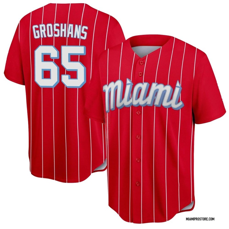 Jordan Groshans Men's Miami Marlins 2021 City Connect Jersey - Red Replica